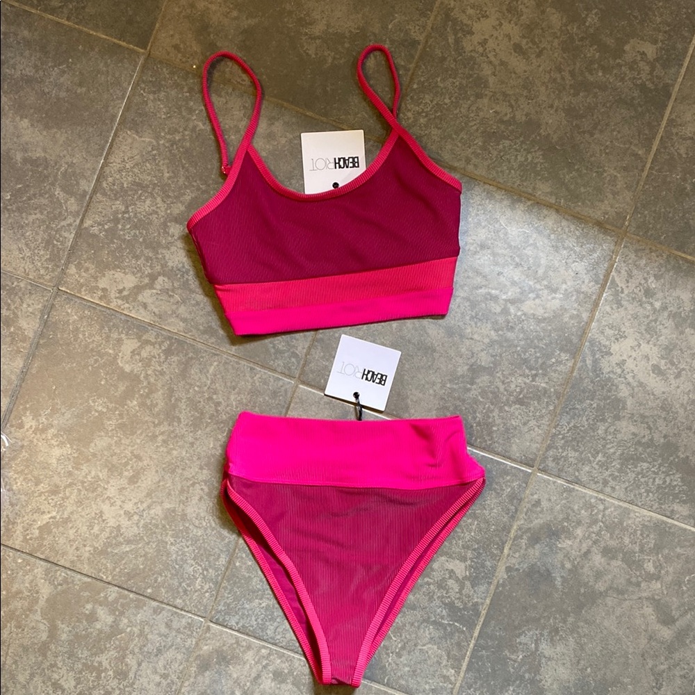 NWT Beach Riot Emmy Top & Eva Bottom - Sorbet